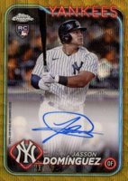2024 Topps Chrome Rookie Autographs #RAJDZ Jasson Dominguez Gold Wave Refractor Baseball Card