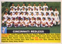 1956 Topps #90gc Cincinnati Redlegs Center-Gray Back Baseball Card