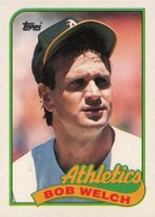 1989 Topps #605 Bob Welch Correct Baseball Card
