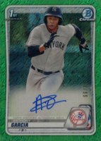 2020 Bowman Chrome Prospect Autographs #CPAAG Anthony Garcia Green Shimmer Baseball Card