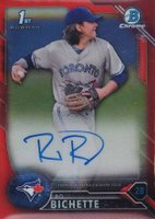 2016 Bowman Draft Chrome Draft Picks Autographs #CDABOB Bo Bichette Red Refractor Baseball Card