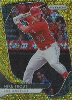 2020 Panini Prizm #196 Mike Trout Gold Donut Circles Prizm Baseball Card