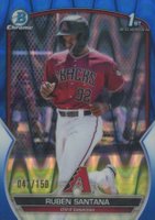 2023 Bowman Chrome Prospects #BCP42 Ruben Santana Blue Raywave Refractor Baseball Card