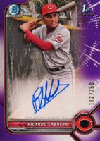 2022 Bowman Chrome Prospect Autographs #CPARCA Ricardo Cabrera Purple Refractor Baseball Card