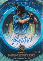 2022 Bowman Inception Prospect Autographs #PAKM Kyle Manzardo Blue Foil Baseball Card