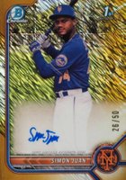 2022 Bowman Chrome Prospect Autographs #CPASJ Simon Juan Gold Shimmer Refractor Baseball Card