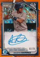 2024 Bowman Chrome Prospect Autographs #CPAAR Agustin Ramirez Orange Shimmer Refractor Baseball Card