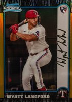 2024 Bowman Chrome 1999 Bowman Chrome 25th Anniversary #16 Wyatt Langford Gold Refractor Baseball Card