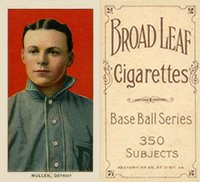 1909 White Borders Broadleaf 350  #347 George Mullen Portrait-Correct spell Mullin Baseball Card