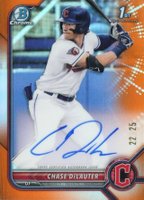2022 Bowman Draft Chrome Draft Pick Autographs #CDACD Chase Delauter Orange Refractor Baseball Card
