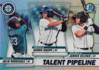 2020 Bowman Chrome Talent Pipeline Trios #TPSEA Aaron Knapp/Jarred Kelenic/Julio Rodriguez Baseball Card