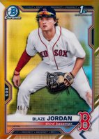 2021 Bowman Chrome Prospects #BCP71 Blaze Jordan Gold Refractor Baseball Card