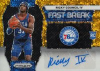 2023 Panini Prizm Fast Break Rookie Autographs #FBRRCV Ricky Council IV Gold Basketball Card