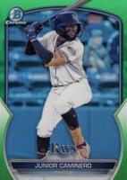 2023 Bowman Chrome Prospects #BCP162 Junior Caminero Green Refractor Baseball Card
