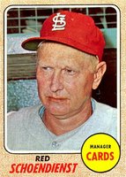 1968 Topps #294 Red Schoendienst Baseball Card