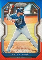 2021 Panini Prizm #171 Pete Alonso Red/White/Blue Prizm Baseball Card