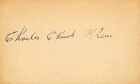 1999 Hall of Fame Autographs # Chuck Klein Index Card Baseball Card