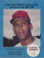 1968 Atlantic Oil Play Ball Game-Perforated # Orlando Cepeda Game Rules Back Baseball Card