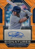 2023 Panini Prizm Signatures #SIGJD Jasson Dominguez Orange Wave Baseball Card
