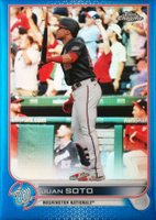 2022 Topps Chrome #129 Juan Soto Blue Refractor Baseball Card
