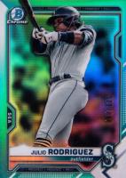 2021 Bowman Chrome Prospects #BCP231 Julio Rodriguez Aqua Refractor Baseball Card
