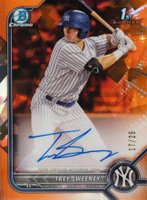 2022 Bowman Sapphire Edition Chrome Prospect Autographs #TS Trey Sweeney Orange Baseball Card
