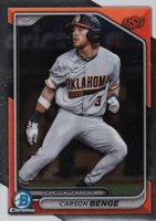 2024 Bowman Draft #BDC28 Carson Benge Chrome-College Variation Baseball Card