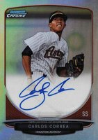 2013 Bowman Prospect Autograph #BCPCC Carlos Correa Chrome-Refractor Baseball Card