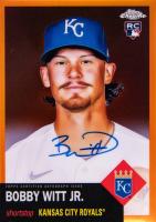 2022 Topps Chrome Platinum Anniversary Autographs #BWJ Bobby Witt Jr. Orange Refractor Baseball Card