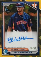 2024 Bowman Sapphire Edition Chrome Prospects Sapphire Autographs #BM Brice Matthews Gold Baseball Card