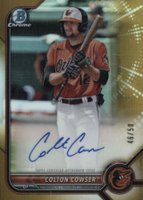 2022 Bowman Chrome Prospect Autographs #CPACC Colton Cowser Gold Refractor Baseball Card