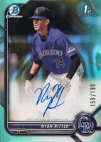 2022 Bowman Draft Chrome Draft Pick Autographs #CDARR Ryan Ritter Aqua Lava Refractor Baseball Card