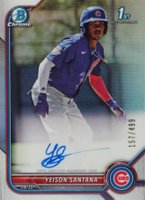 2022 Bowman Chrome Prospect Autographs #CPAYS Yeison Santana Refractor Baseball Card