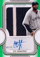 2022 Topps Definitive Autographed Relic Collection #ARCCCS CC Sabathia Green Baseball Card