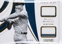 2019 Panini Immaculate Collection Legends Dual Materials #LDMMM Mickey Mantle Baseball Card