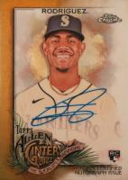 2022 Topps Allen & Ginter Chrome Autographs #JRO Julio Rodriguez Gold Refractor Baseball Card