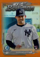 2024 Bowman Chrome My 1st Bowman #M1B32 Jasson Dominguez Orange Refractor Baseball Card