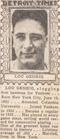 1936 Detroit Times Sports Stamps # Lou Gehrig Baseball Card