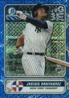 2020 Bowman Chrome Mega Box Spanning the Globe #STGJD Jasson Dominguez Blue Refractor Baseball Card