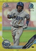 2019 Bowman Prospects Chrome #100 Wander Franco Yellow Refractor Baseball Card