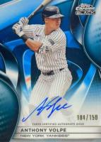 2025 Topps Chrome Black Autographs #AV Anthony Volpe Blue Refractor Baseball Card