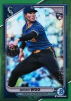 2024 Bowman Chrome #88 Bryan Woo Green Refractor Baseball Card