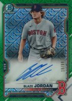 2021 Bowman Chrome Mega Box Autographs #BJ Blaze Jordan Green Refractor Baseball Card