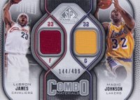 2009 SP Game Used Combo Materials #CM-LM LeBron James/Magic Johnson Basketball Card