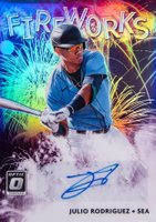 2020 Panini Donruss Optic Fireworks Signatures #FSJR Julio Rodriguez Holo Baseball Card