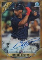 2018 Bowman Rookie of the Year Favorites Chrome Autographs #RD Rafael Devers Gold Refractor Baseball Card