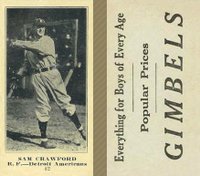 1916 Gimbels #42 Sam Crawford Baseball Card