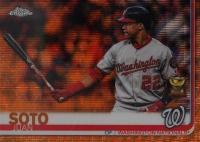 2019 Topps Chrome #155 Juan Soto Bat in One Hand-Orange Wave Refractor Baseball Card