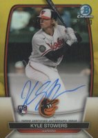 2023 Bowman Chrome Rookie Autographs #CRAKS Kyle Stowers Gold Refractor Baseball Card