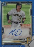 2021 Bowman Draft Chrome Draft Pick Autographs #CDAHD Henry Davis Blue Refractor Baseball Card